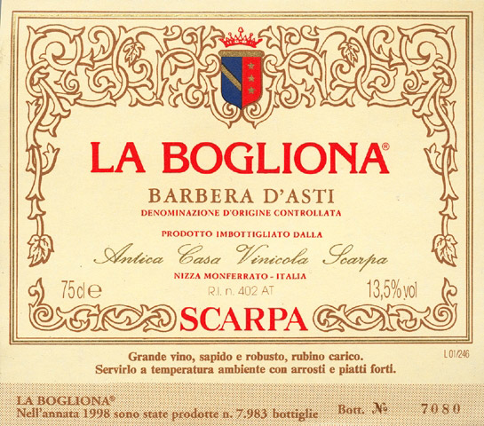 BARBERA D&rsquo;ASTI LA BOGLIONA 2001
